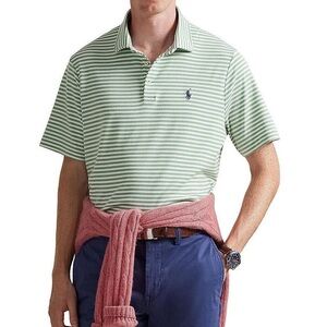 Polo by Ralph Lauren Men's Mint and White Striped Polo